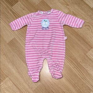 Small Wonders Pink and White Baby Onesie Birds in snow globe Cozy Winter